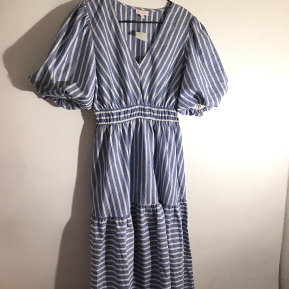 Love Wednesday Dresses & Skirts - Love Wednesday Women's Size Medium Blue & White Cotton Striped Midi Dress